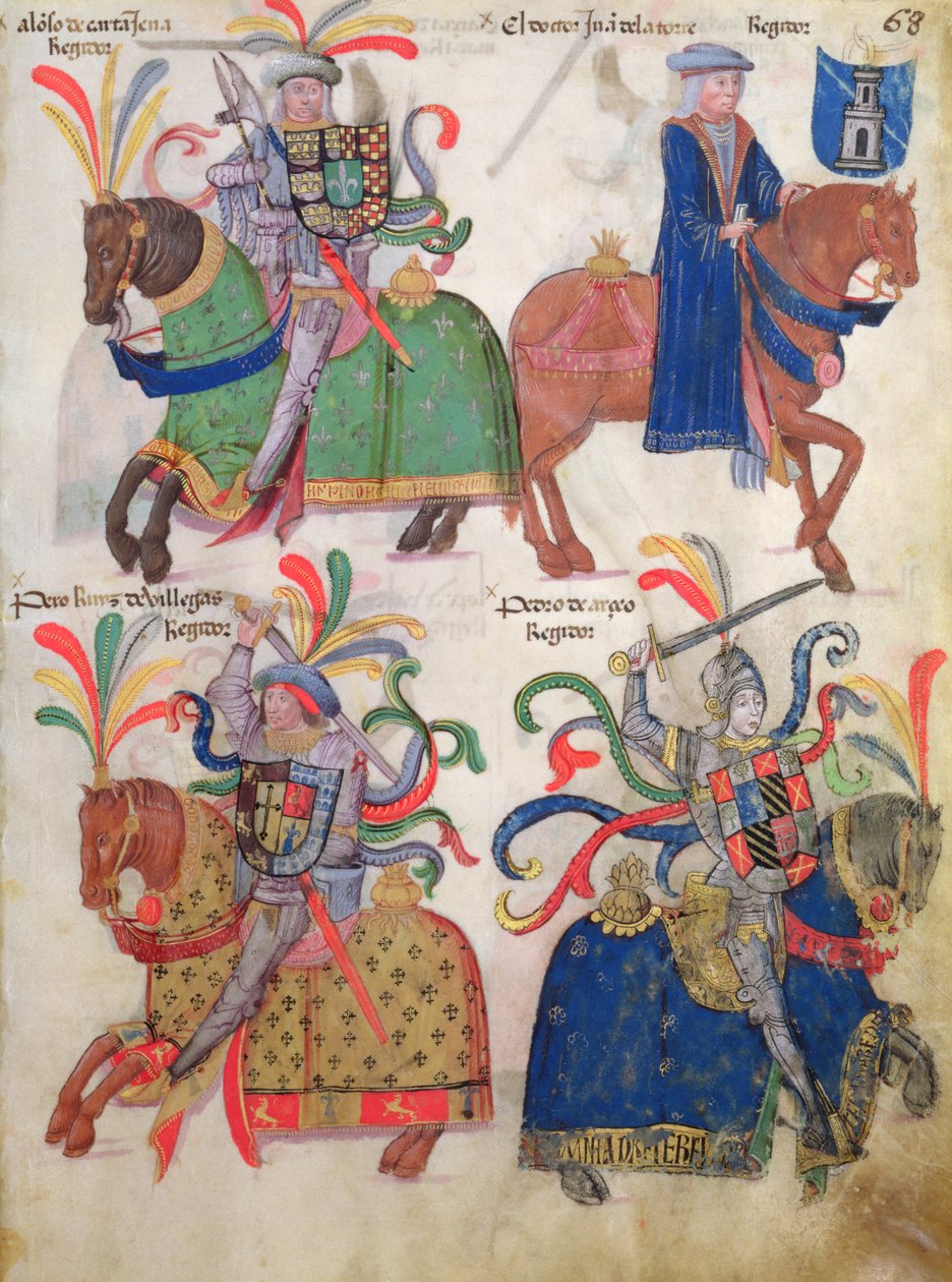 Four cavaliers, from the Libro de Los Caballeros de la Cofradia de Santiago by Spanish School