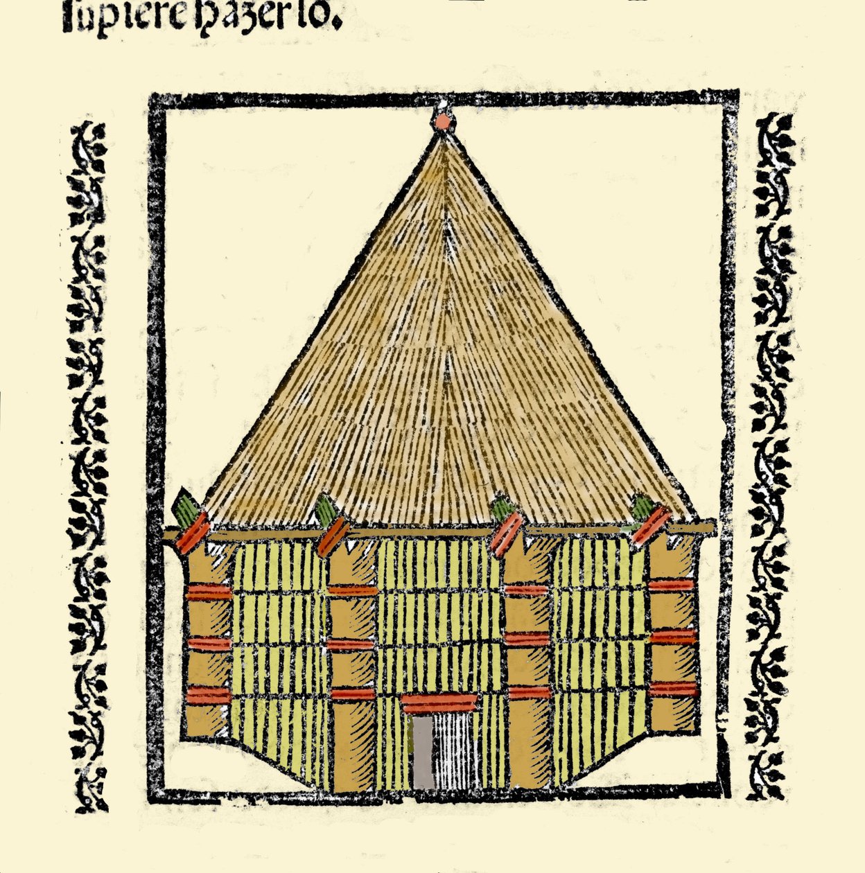 Habitat: description of the Cabane des Indigenes Caraibes. Engraving from the book 