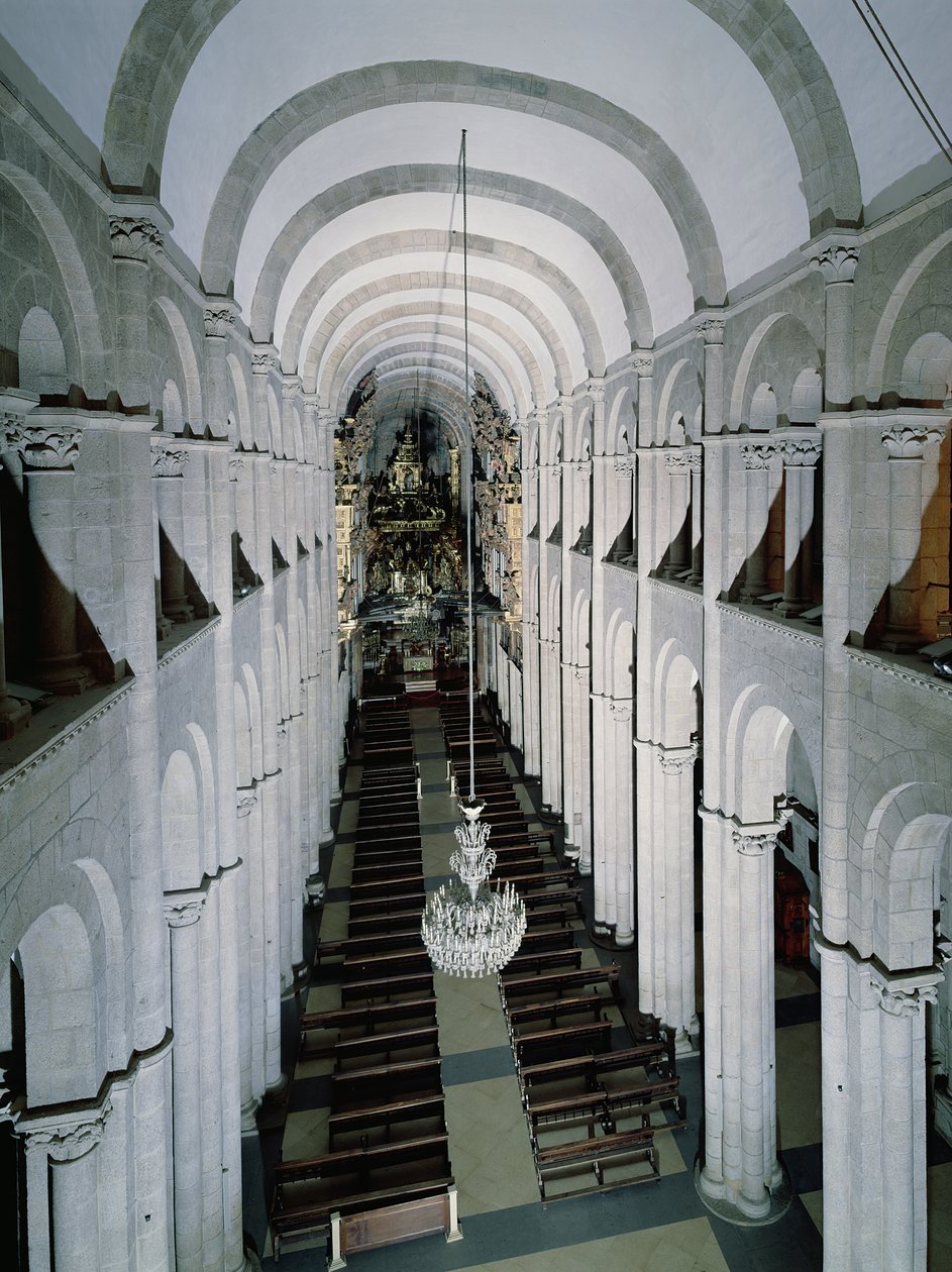 Interior of the cathedral begun in 1078 by Spanish School