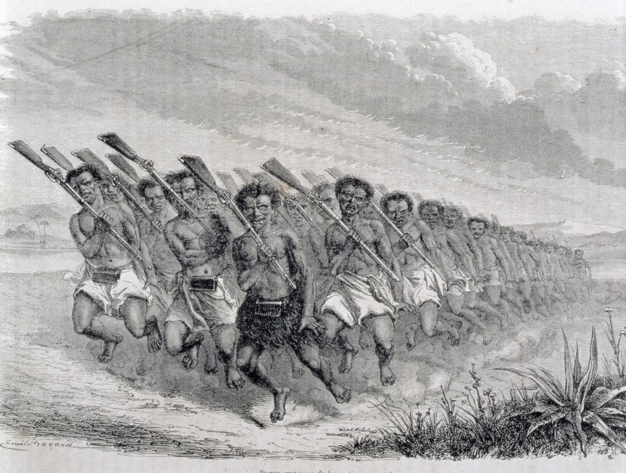 Maori Warriors Performing a War Dance, Illustration from 