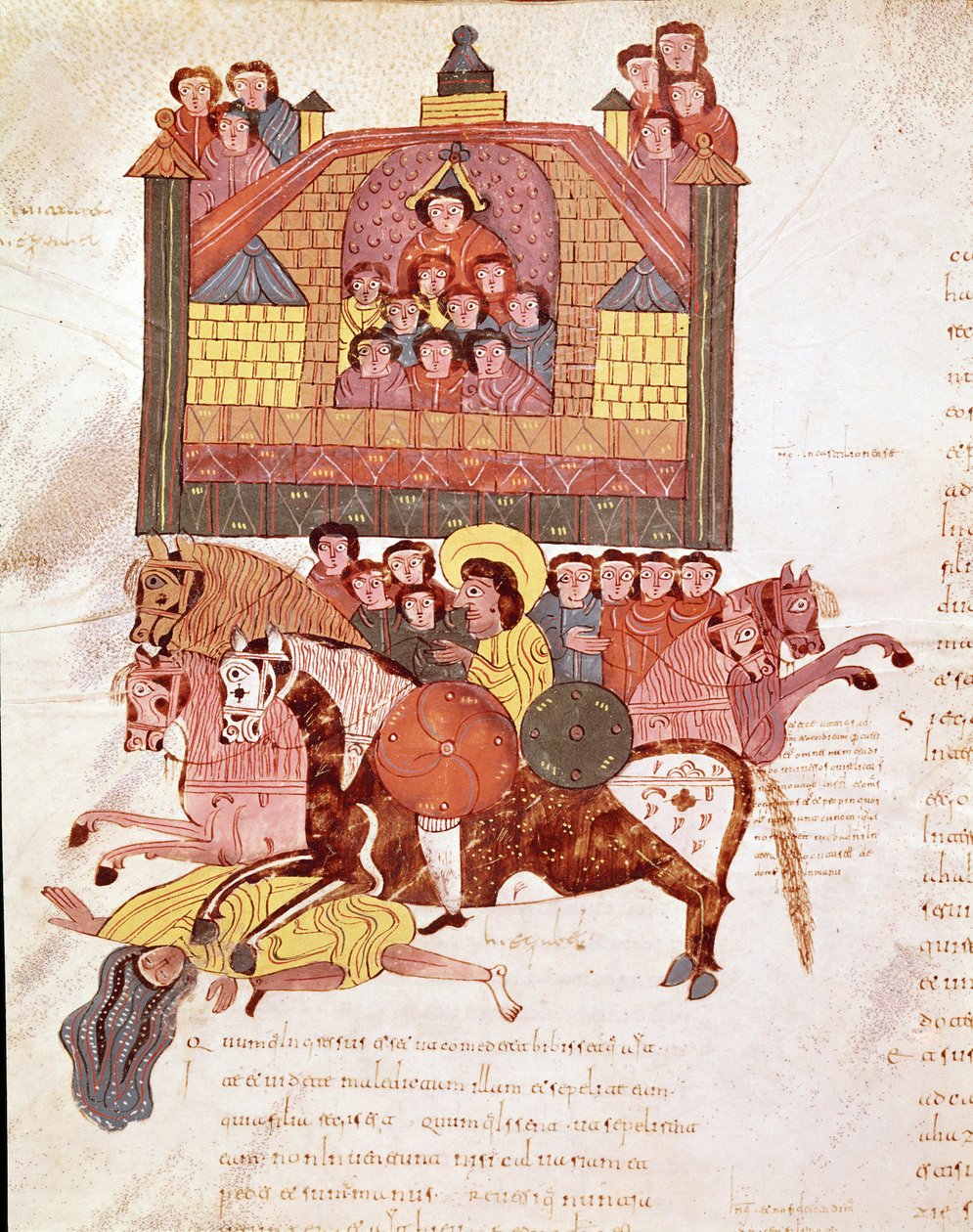 Mozarabic Bible Page: Death of Queen Jezebel by Spanish School