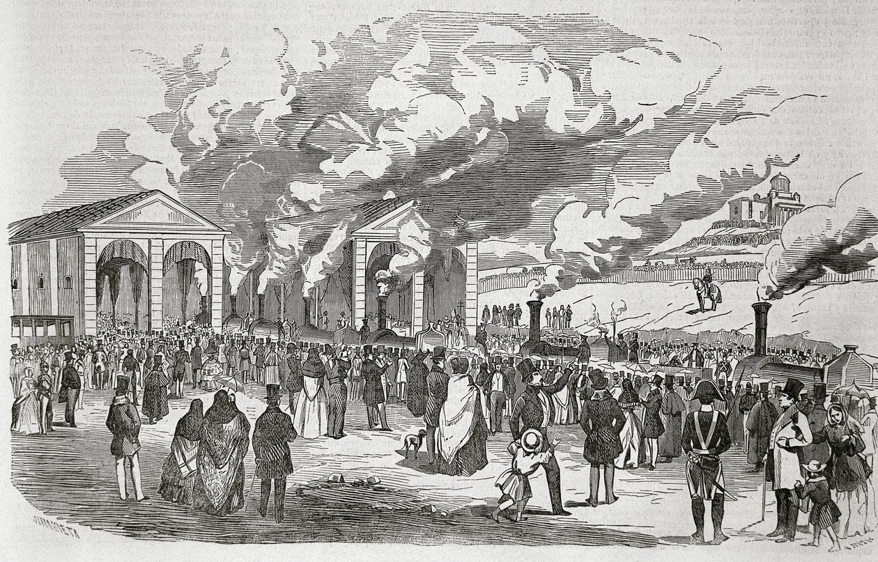 Opening of the Madrid-Aranjuez railway line by Spanish School