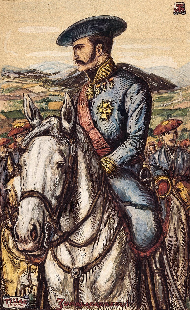 Portrait of Tomas Zumalacarregui, a military member of the Carlist Army during the First War by Spanish School