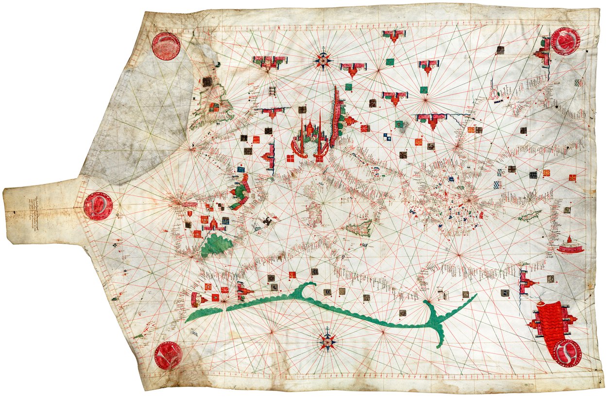 Portulan chart of Mediterranean Sea and NE Atlantic by Spanish School