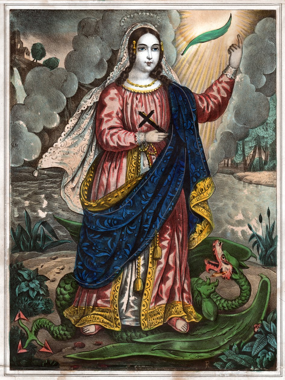 Saint Margaret of Antioch (engraving) by Spanish School