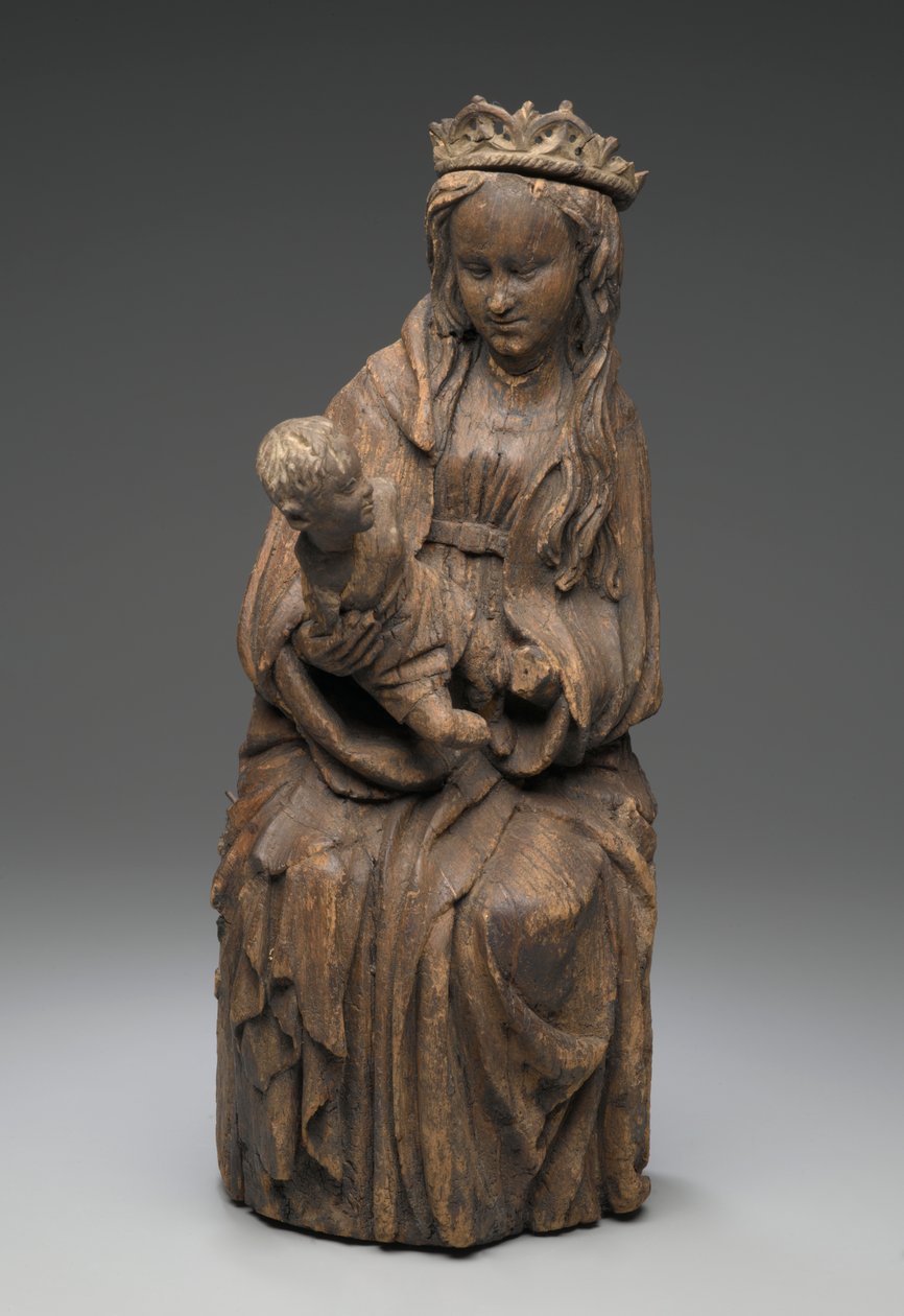Seated figure of the Virgin holding the Christ child by Spanish School