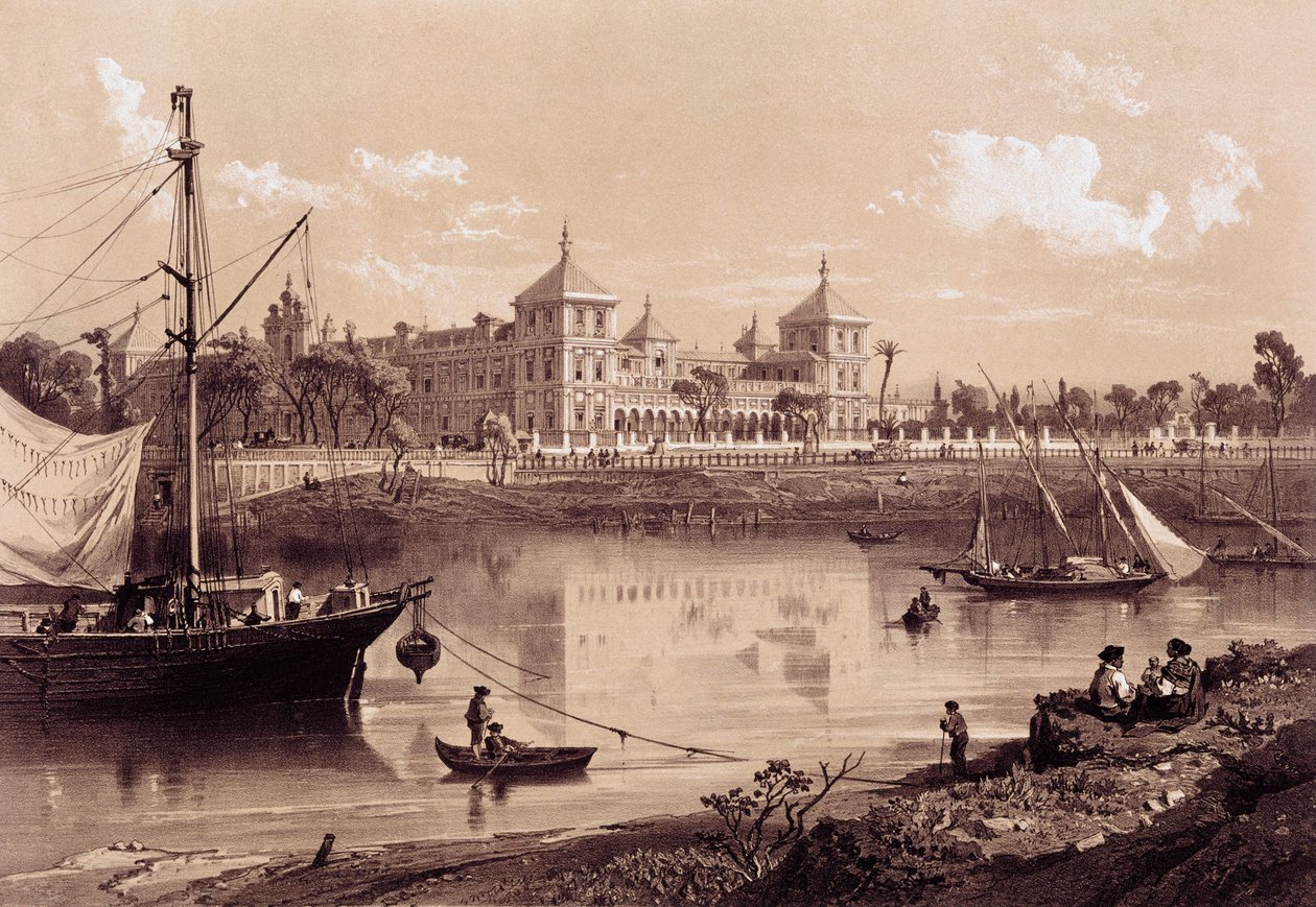 Seville, San Telmo Palace on the bank of the Guadalquivir River. Andalusia, Spain by Spanish School