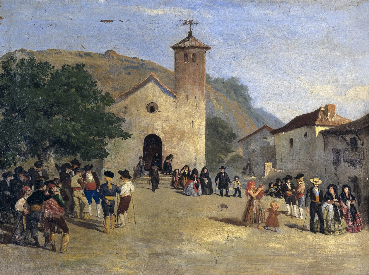 Coming out from a Mass. Anonymous painting by Spanish School