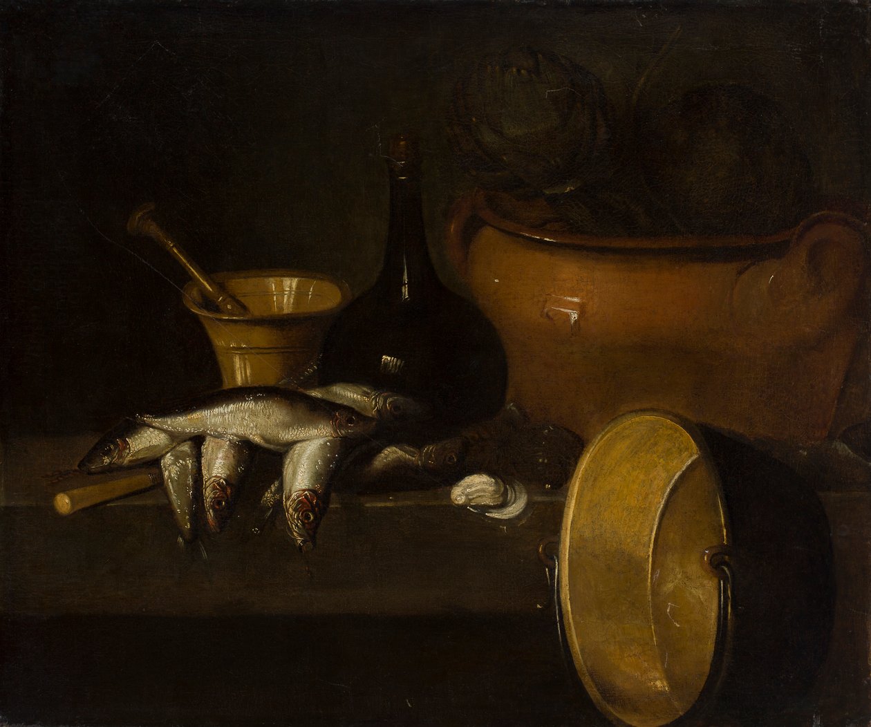 Still Life with Fish and Artichokes by Spanish School