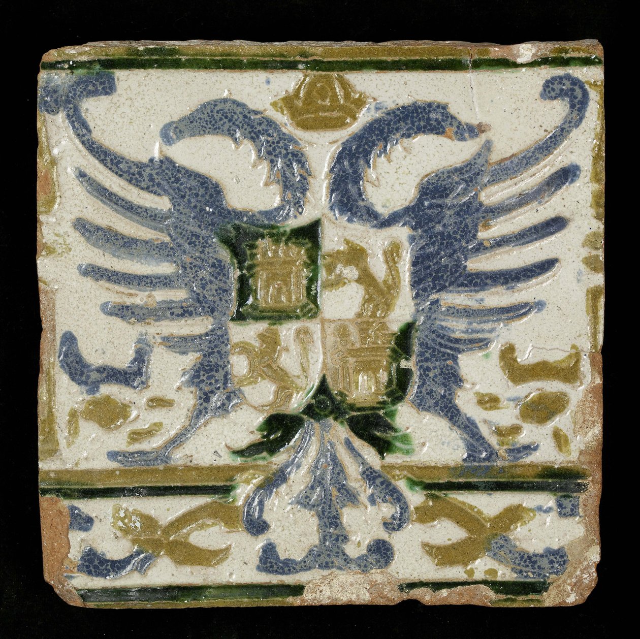 Tile with the Arms of Leon and Castile by Spanish School