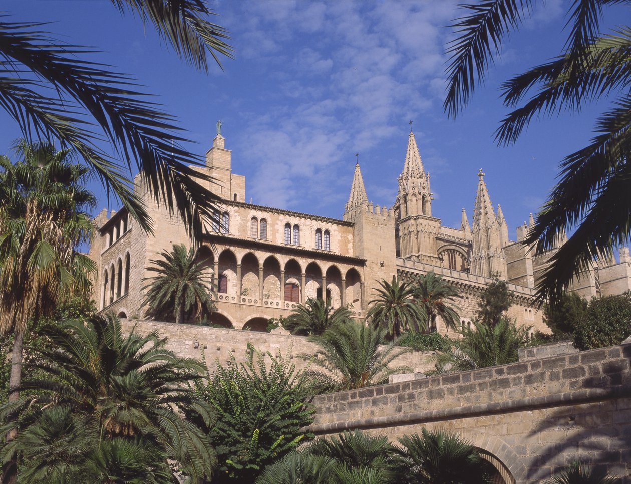 View of La Almudaina Palace, Palma de Mallorca by Spanish School