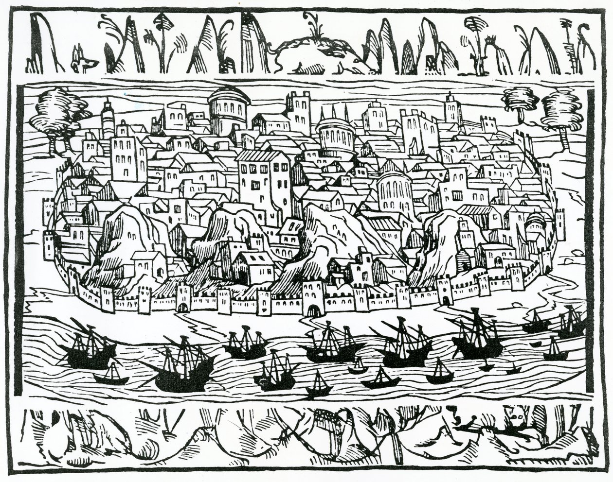 View of Lisbon from Libro de Grandezas y cosas Memoralder de Espana by Pedro Medina, 1548 by Spanish School