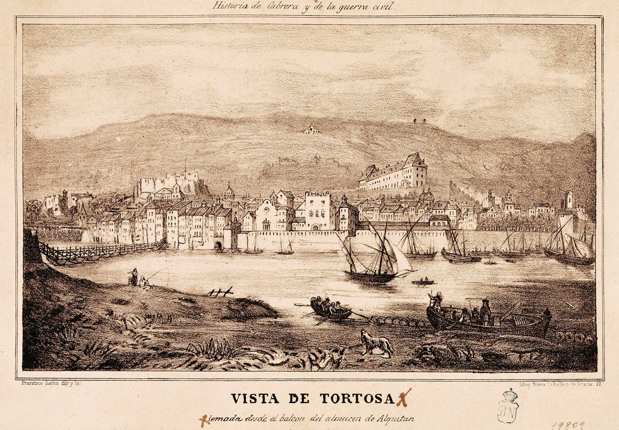View of the City of Tortosa in Spain, from "Historia de Cabrera y de la Guerra Civil" by Spanish School