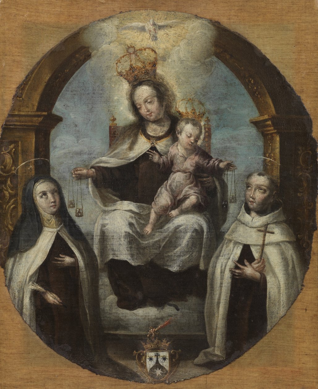Virgin and Child between Saint Claire and Saint Dominic by Spanish School