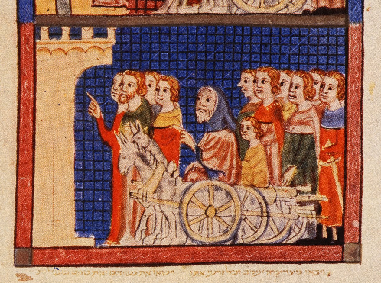 The Expulsion, Catalonia, from the Sarajevo Haggadah by Spanish School