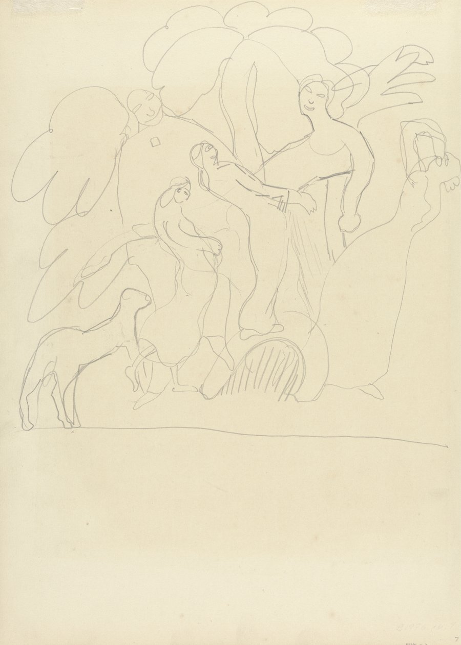 Study of Worshippers and Dancers with Calf, for the Cave of the Golden Calf by Spencer Frederick Gore