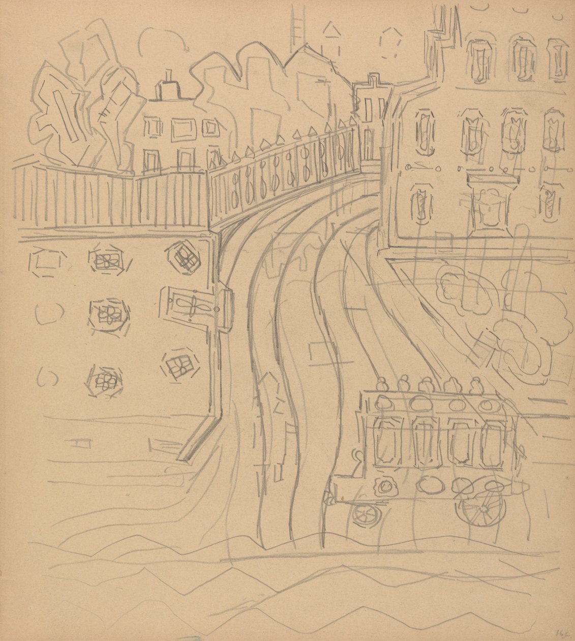 Cave of the Golden Calf: City Street with Omnibus by Spencer Frederick Gore