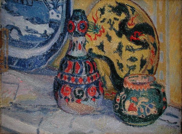 Still life with Oriental figures by Spencer Frederick Gore