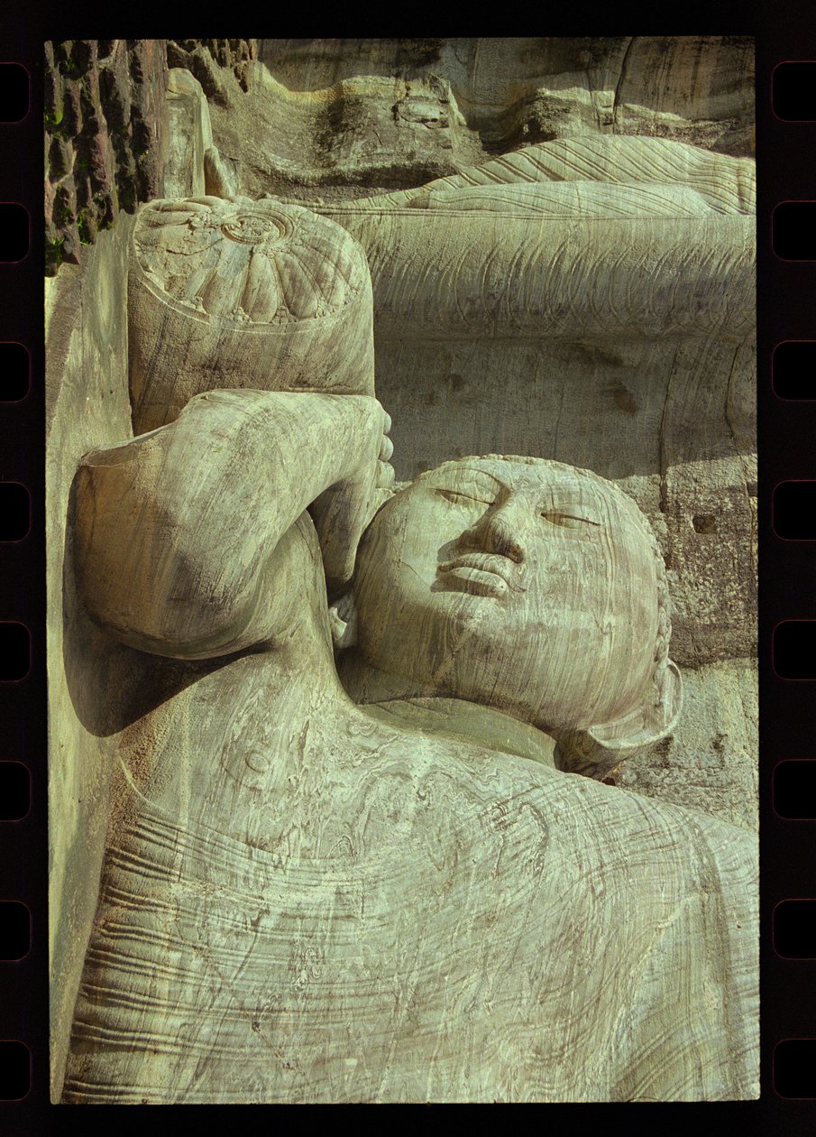 Recumbent Buddha, Gal Vihara (detail) by Sri Lankan