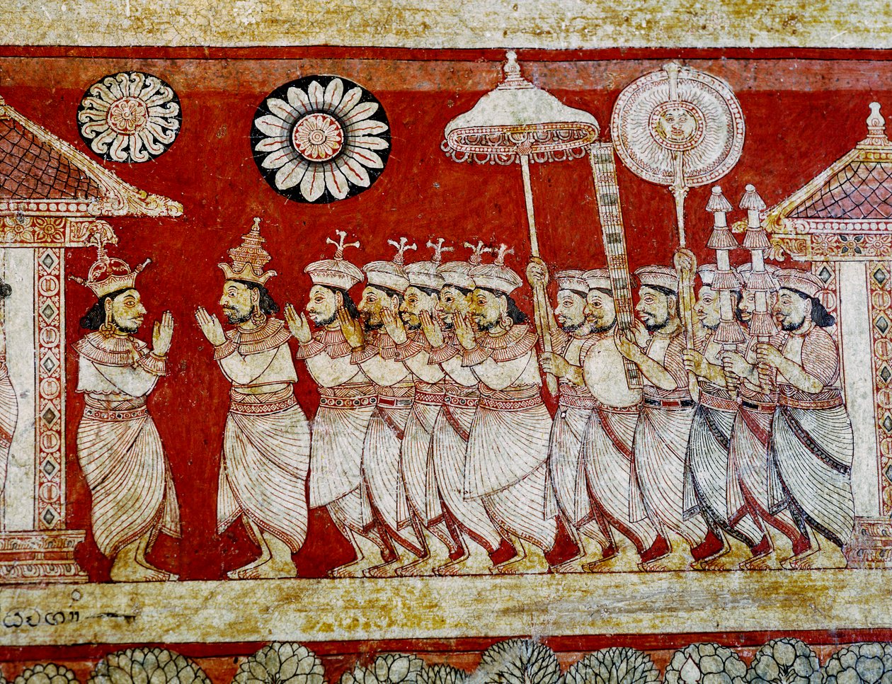 Detail of wall painting in the Degaldoruwa Vihraya Temple by Sri Lankan School