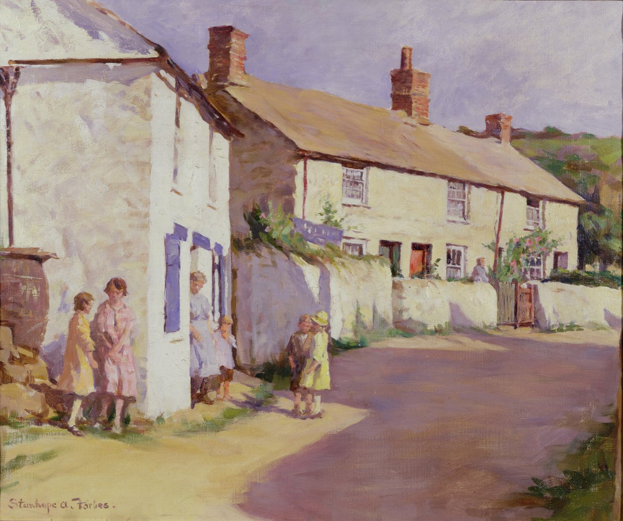 A Village Scene, Newlyn by Stanhope Alexander Forbes