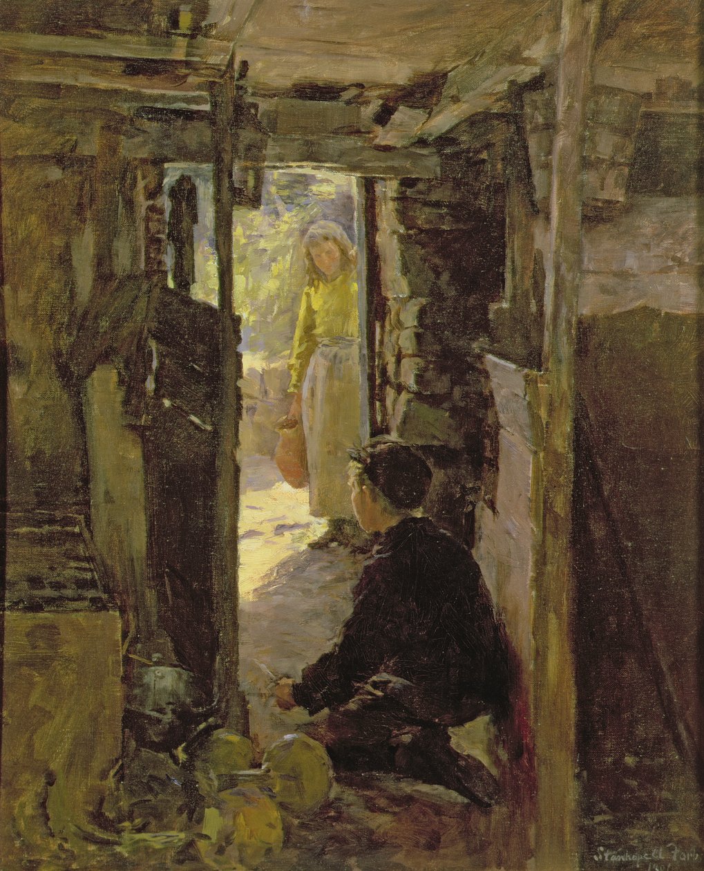 At the Cottage Door by Stanhope Alexander Forbes