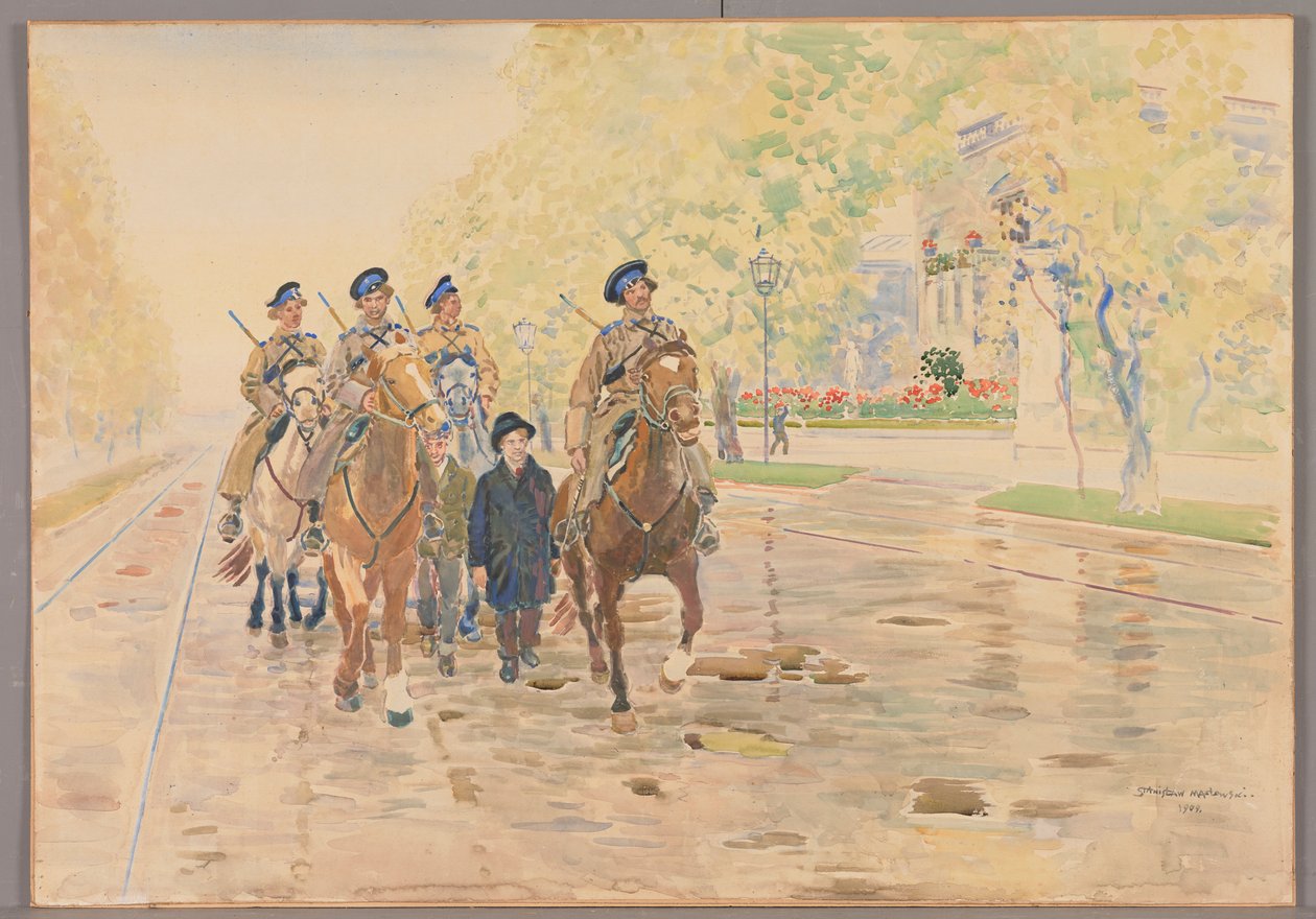 Horse Patrol in Ujazdowski Avenue in 1905, Stanisław Masłowski by Stanisław Masłowski