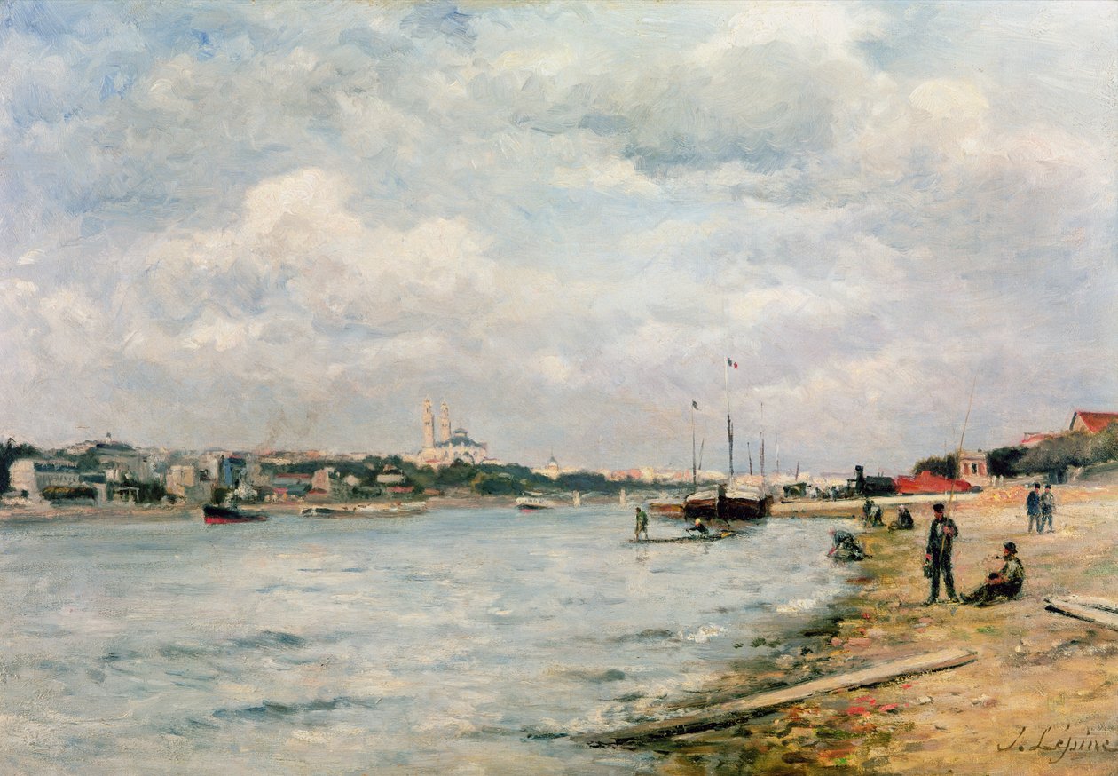 The Seine at Passy - the Trocadero and the Port de Grenelle by Stanislas Victor Edouard Lepine