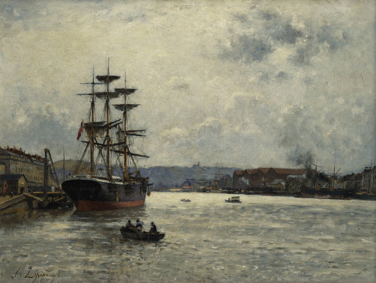 The Port of Caen by Stanislas Victor Edouard Lepine