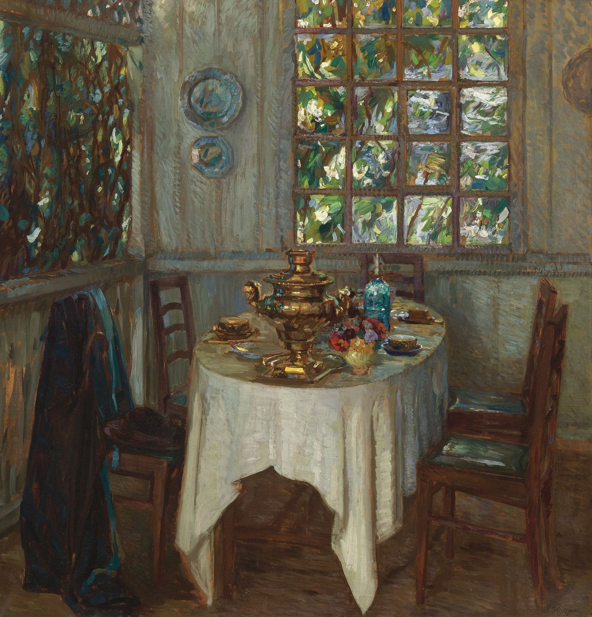 Interior with samovar, 1914 by Stanislav Julianovic Zukovskij