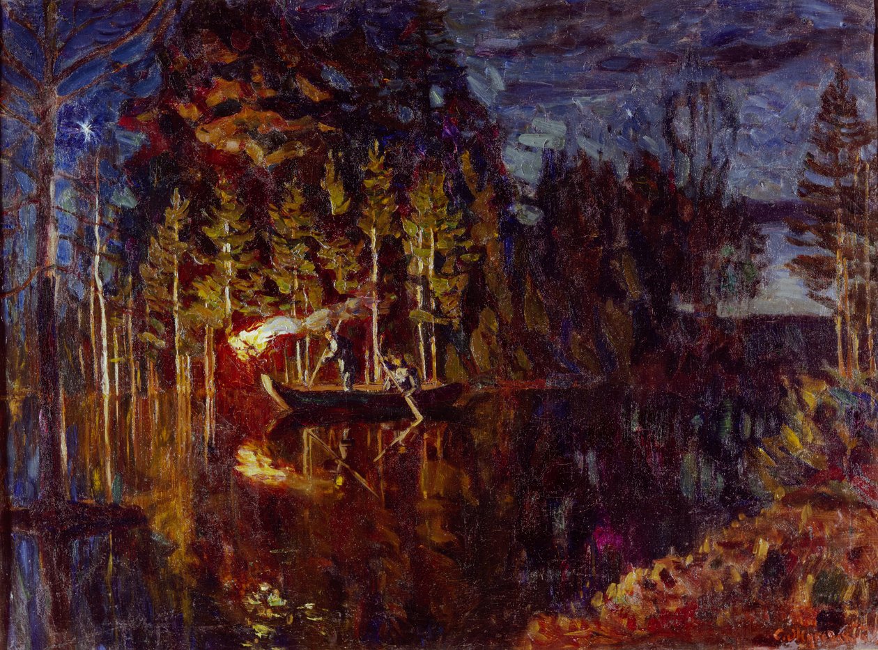 Night Spear Fishing in Spring by Stanislav Julianovic Zukovskij