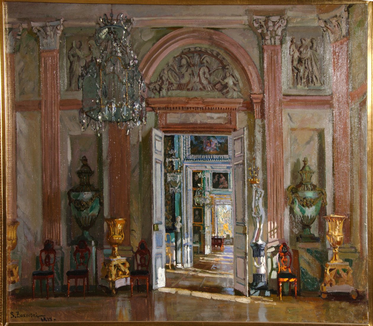 The Great Vestibule in the Kuskovo Palace by Stanislav Julianovic Zukovskij