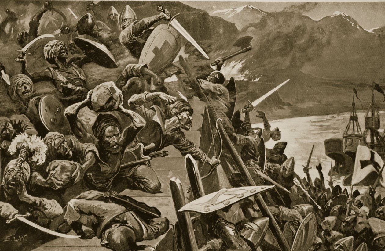 Crusaders storming Nicaea by Stanley L. Wood