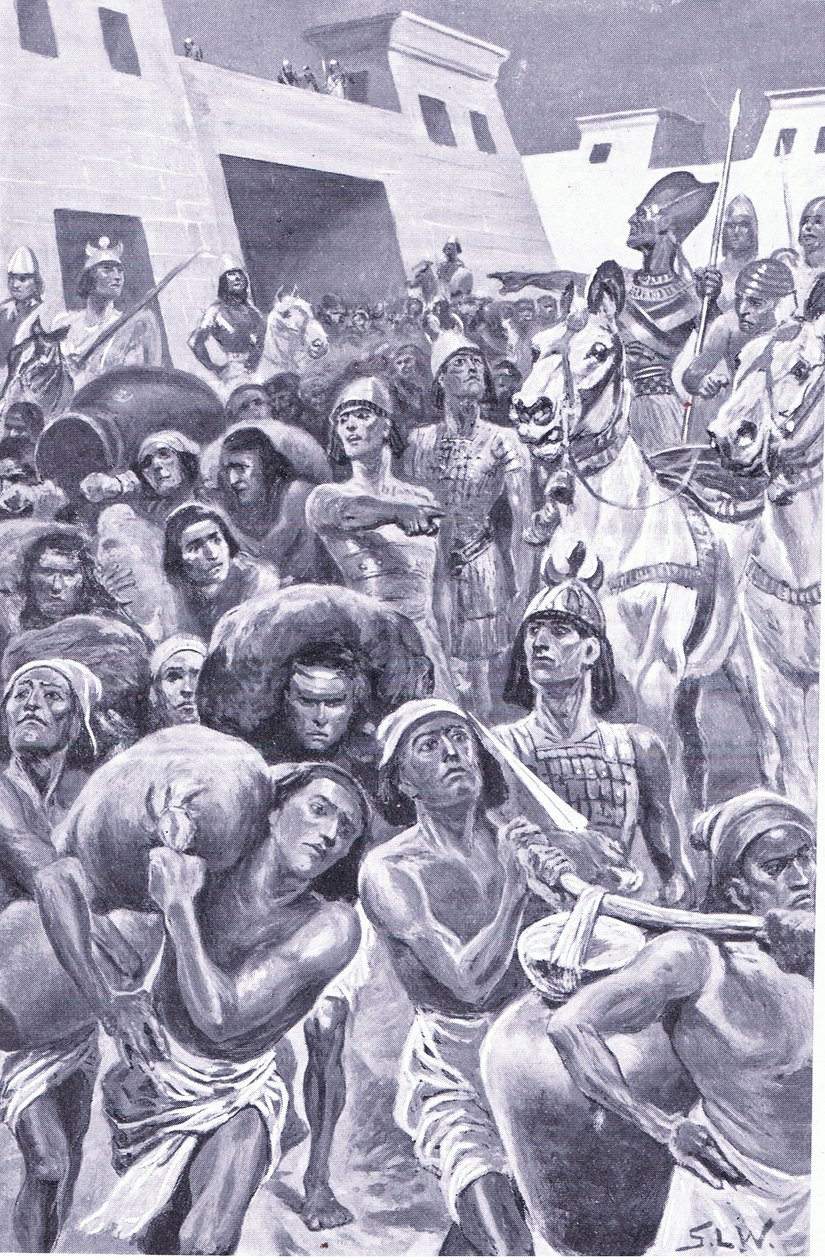 Thothmes III sacking Zahi at harvest time by Stanley L. Wood