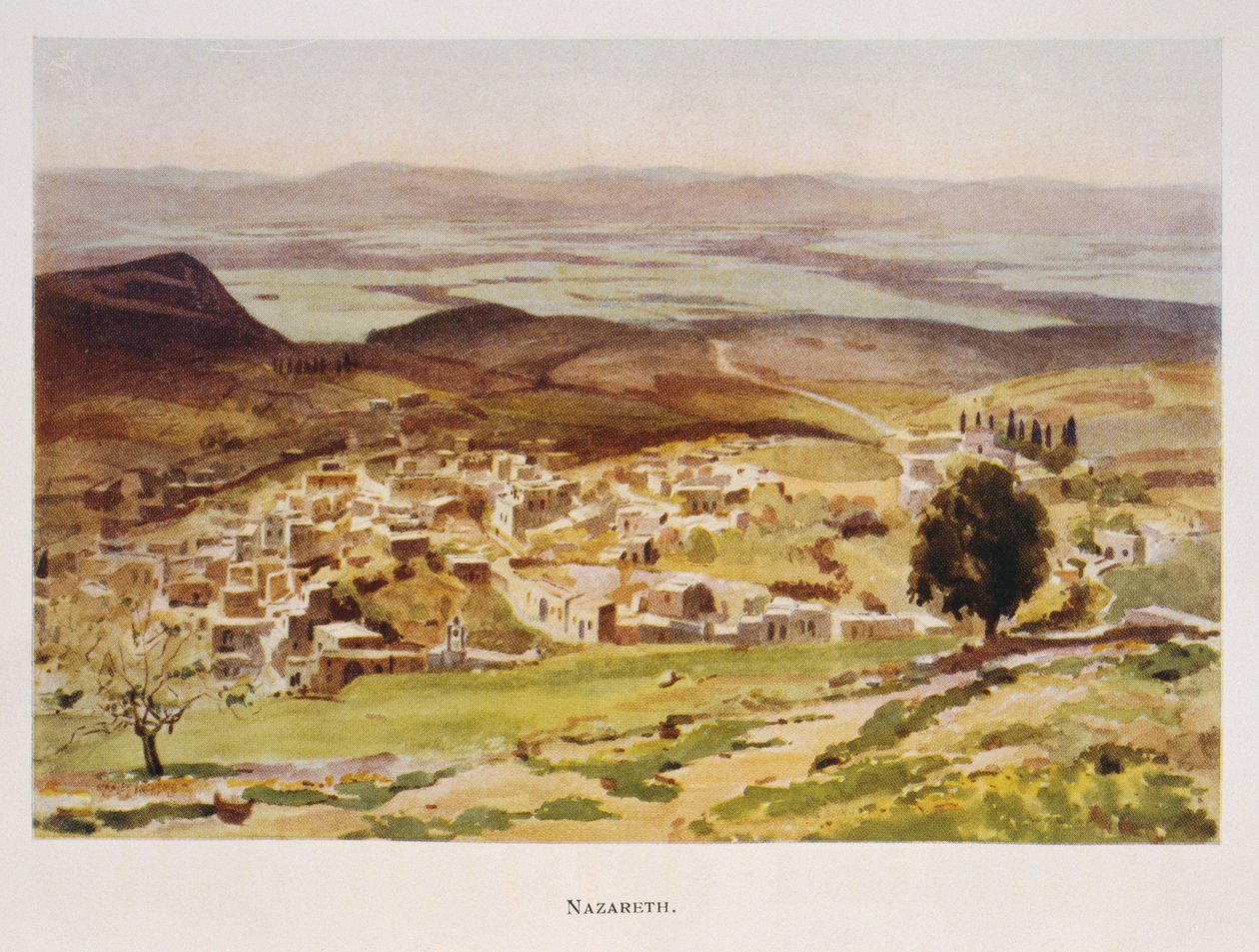 Watercolour by Stanley Inchbold, depicting Nazareth in Palestine 1906 by Stanley Inchbold