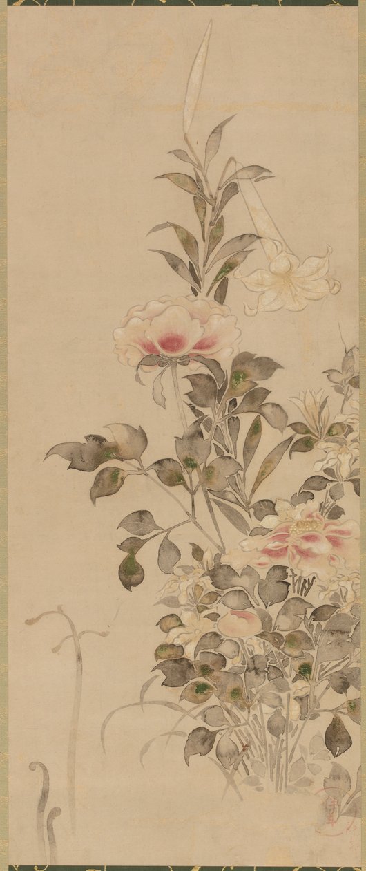 Peonies and Lilies by Sôtatsu