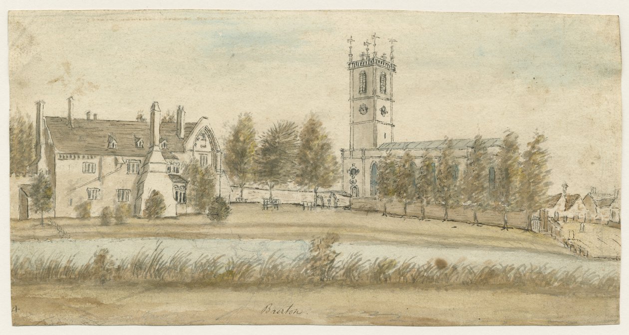 Burton-upon-Trent Abbey: water colour painting, nd [c 1795] by Stebbing Shaw