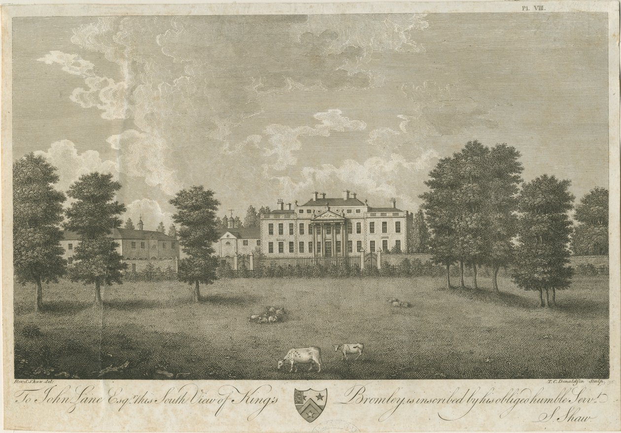 Kings Bromley Hall (engraving) by Stebbing Shaw
