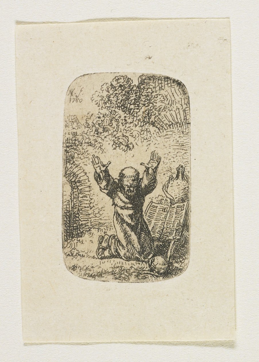 Monk in Prayer by Stefan Juliusz Norblin de la Gourdaine
