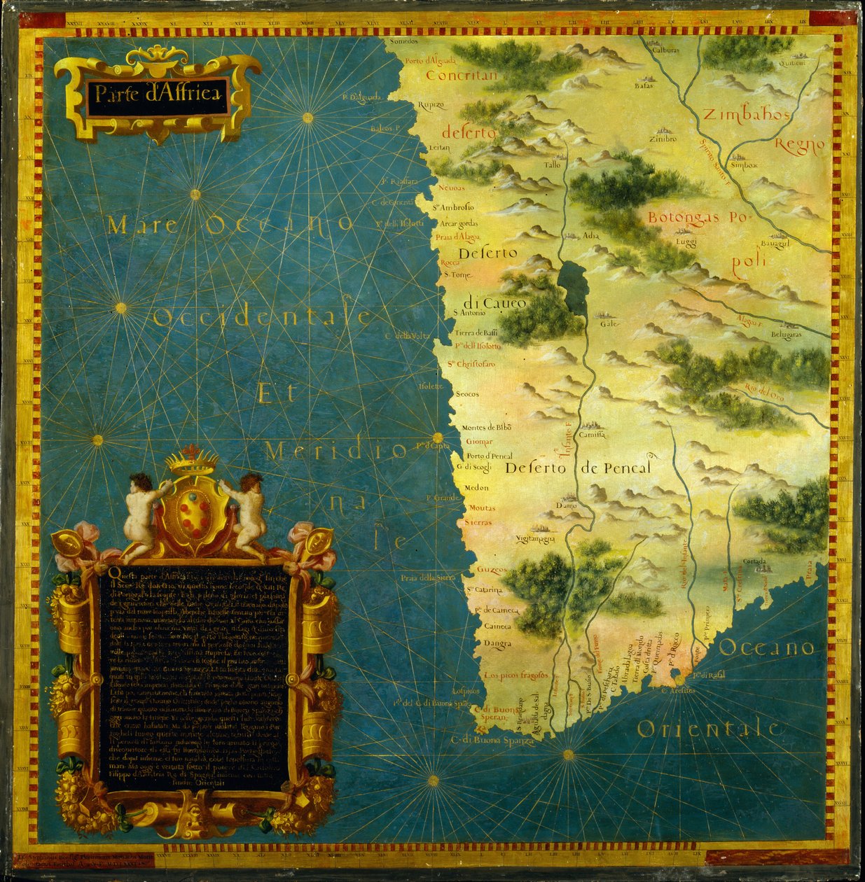 Namibia, Botswana and South Africa by Stefano Bonsignori 1589