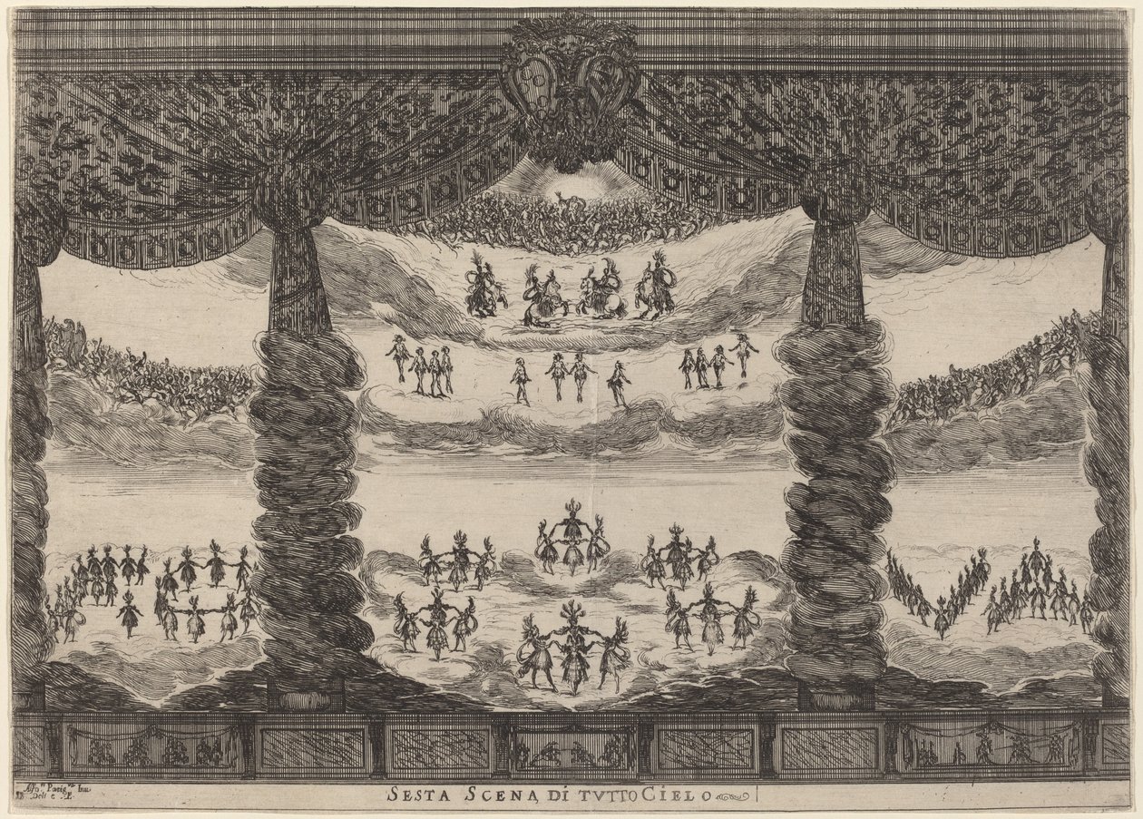 Sixth Scene of All Heaven by Stefano Della Bella after Alfonso Parigi II