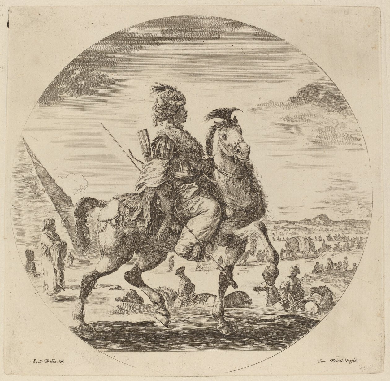 A Black Horseman by Stefano della Bella