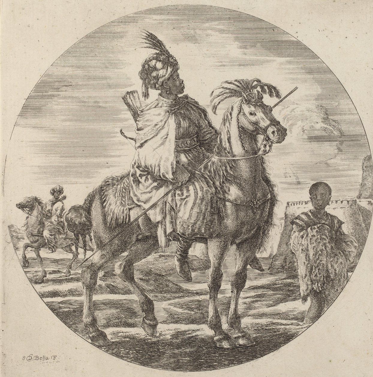A Black Horseman by Stefano della Bella