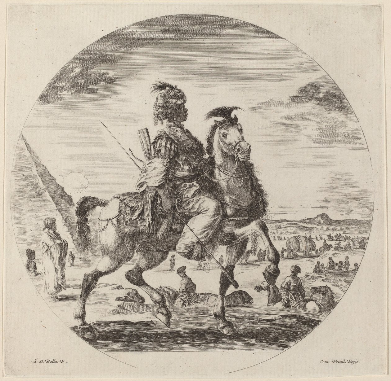 A Black Horseman by Stefano della Bella