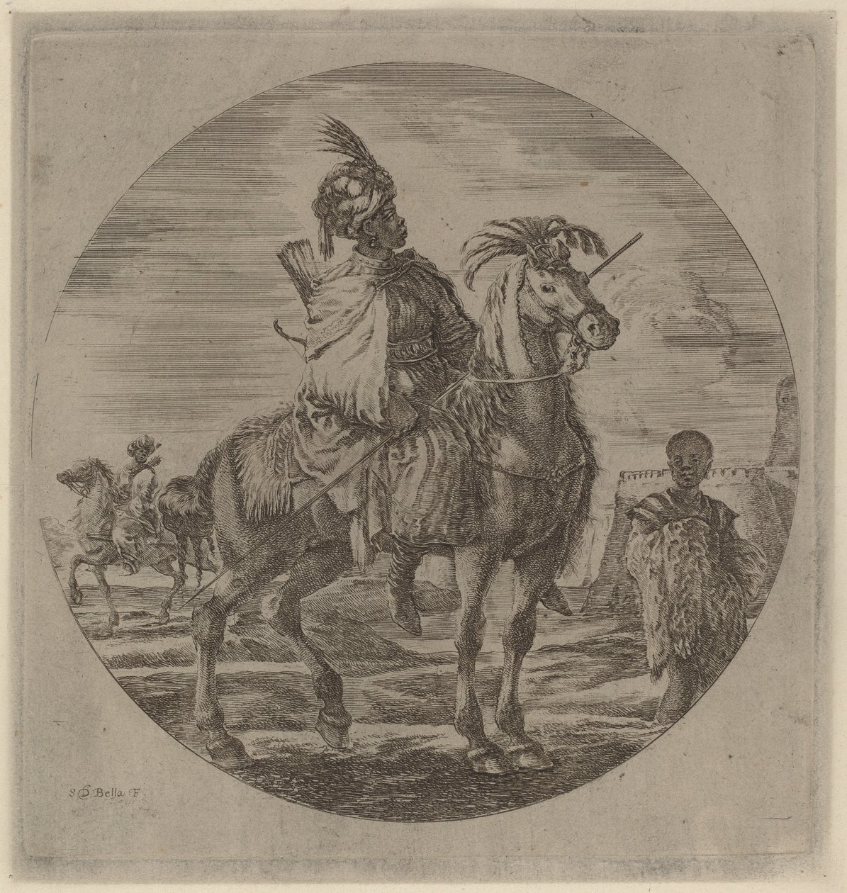 A Black Horseman by Stefano della Bella