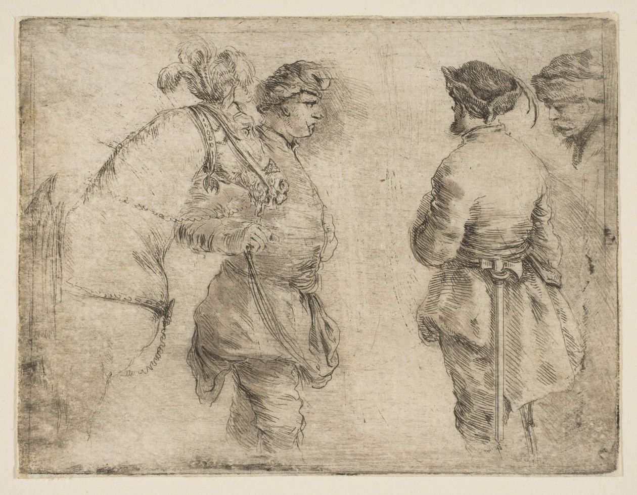 A Pole Leading a Horse by the Bridle and Speaking with Two Other Men by Stefano della Bella