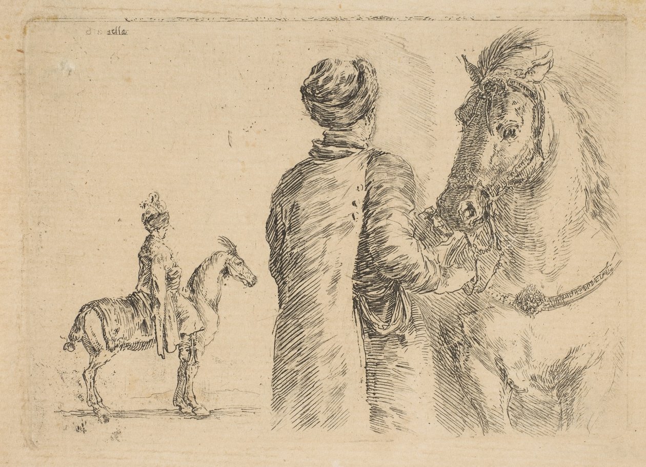 A Polish Groom, from the Back, Holding a Horse by the Bridle by Stefano della Bella