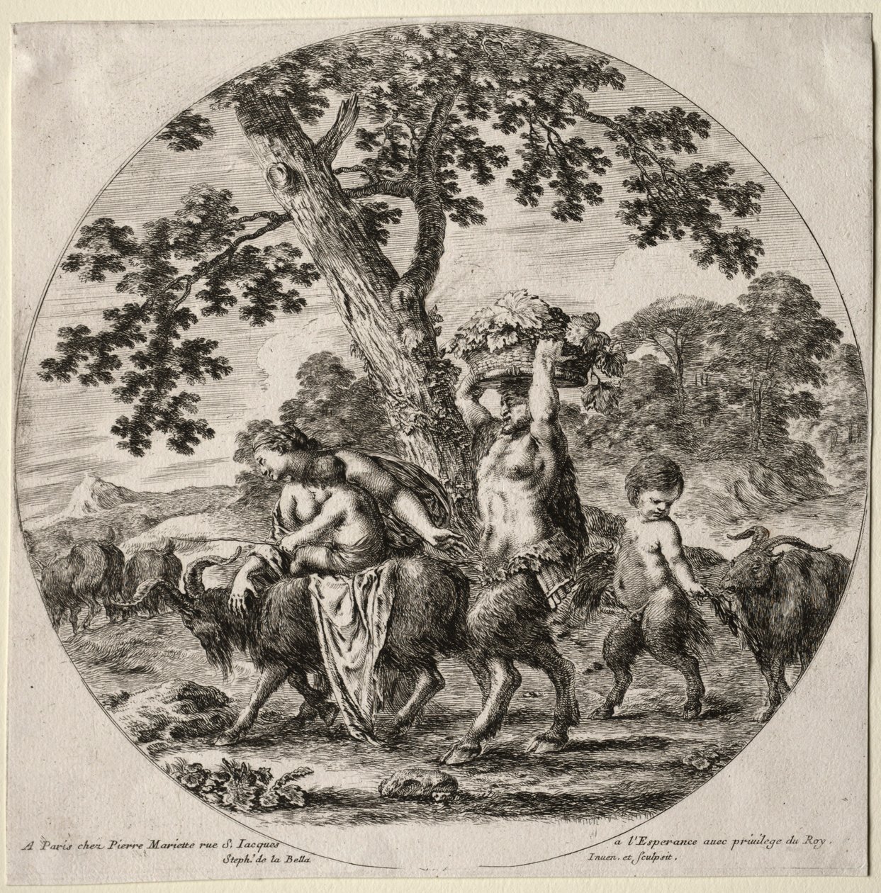 A Satyr Family Traveling by Stefano della Bella