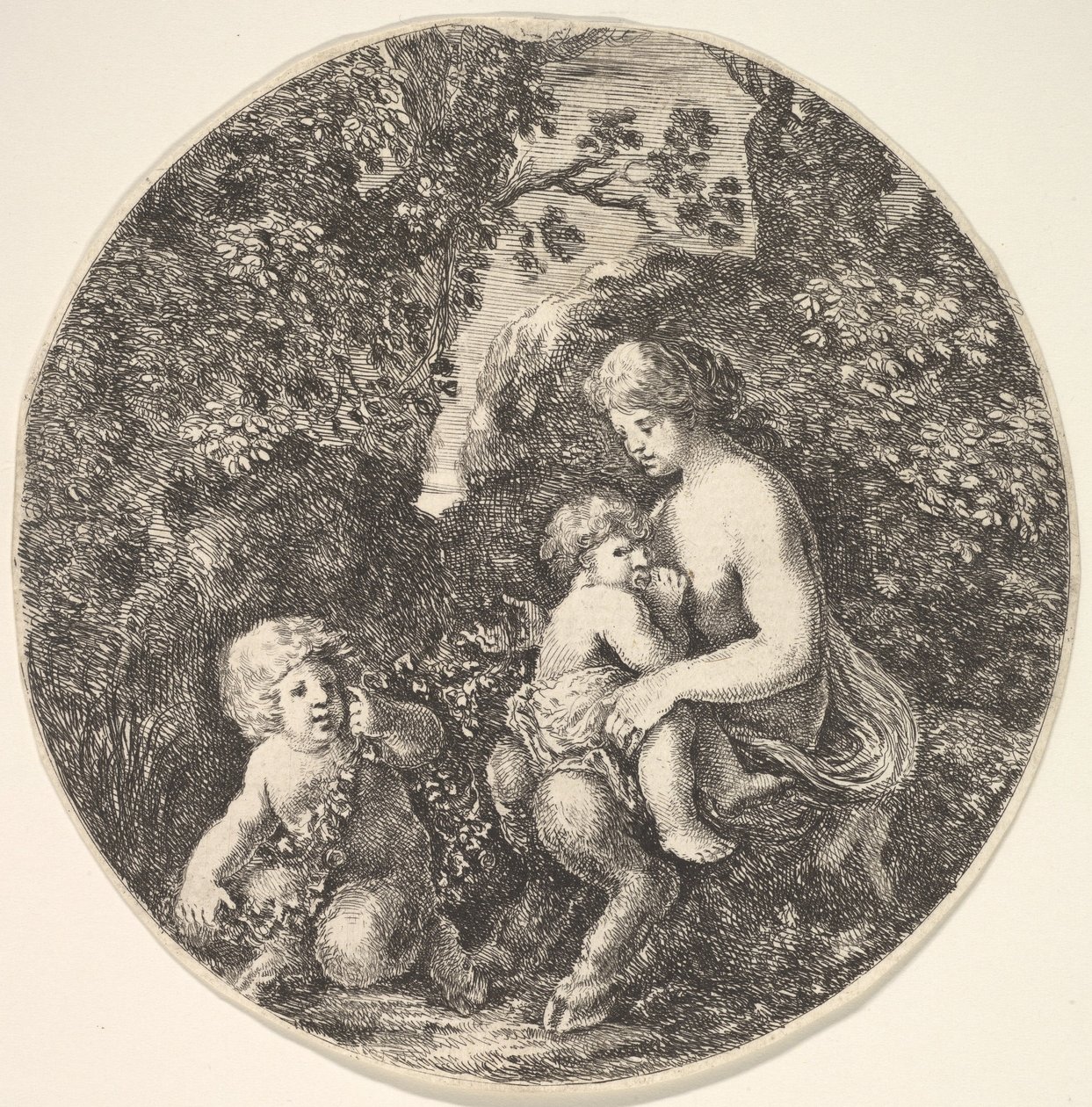 A Female Satyr Breastfeeding a Child by Stefano della Bella