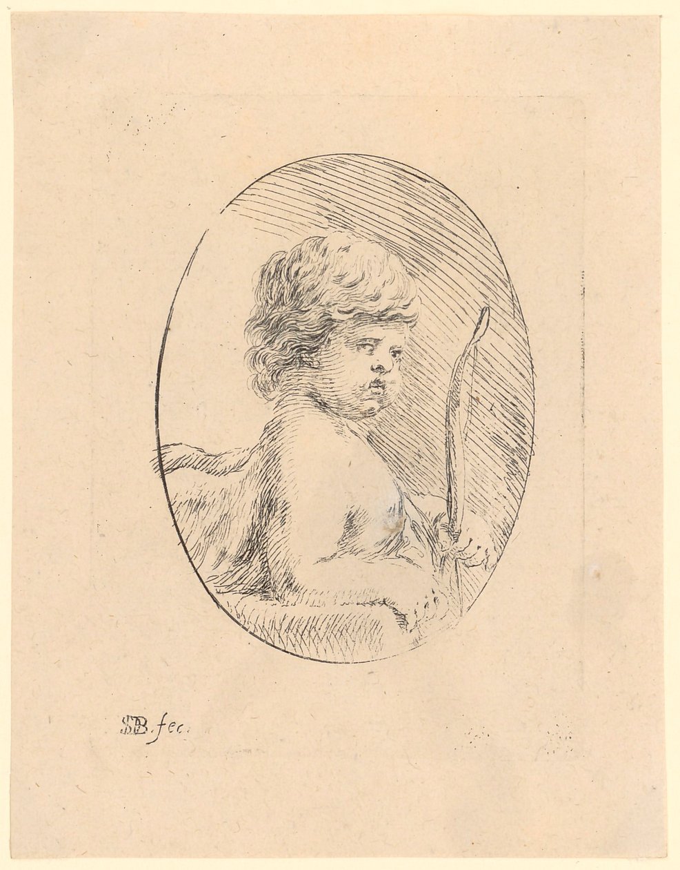 Cupid, Bust in Profile View to the Right with Three-Quarter Portrait by Stefano della Bella